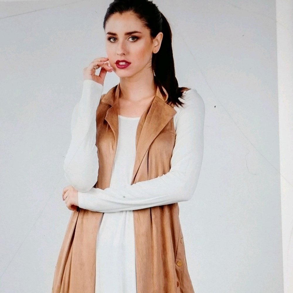 💝Trac Fashion Khaki Suede Long Cardigan